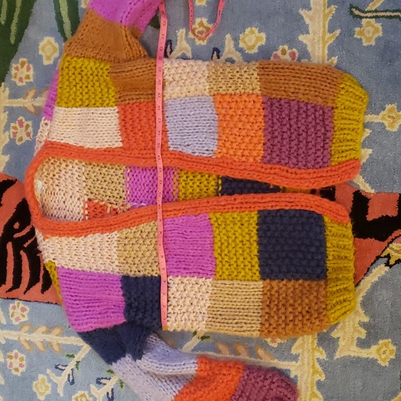 Frnch from Anthro colorful chunky crochet patchwork cardigan - Picture 7 of 9